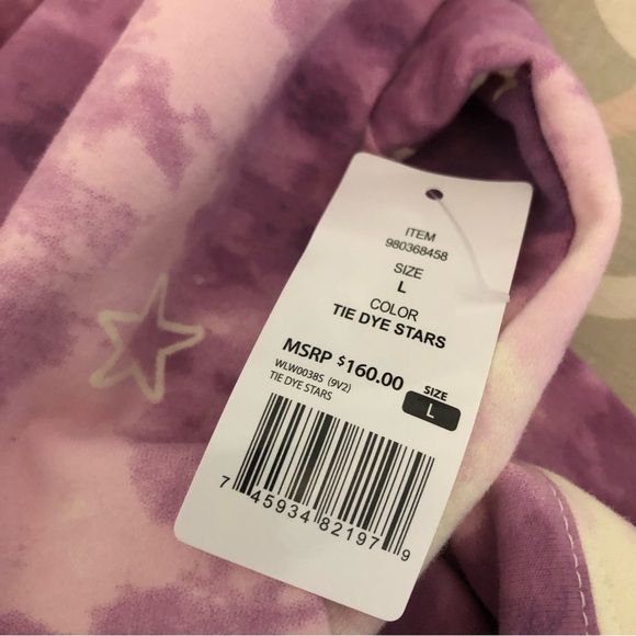 Wildfox Purple Tie Dye Star Easy Does It Pullover Sweatshirt Loungewear Large - Picture 8 of 10